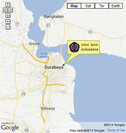 Lokasi dan Peta (Google Map) Magister Universitas Muhammadiyah Surabaya Nomor